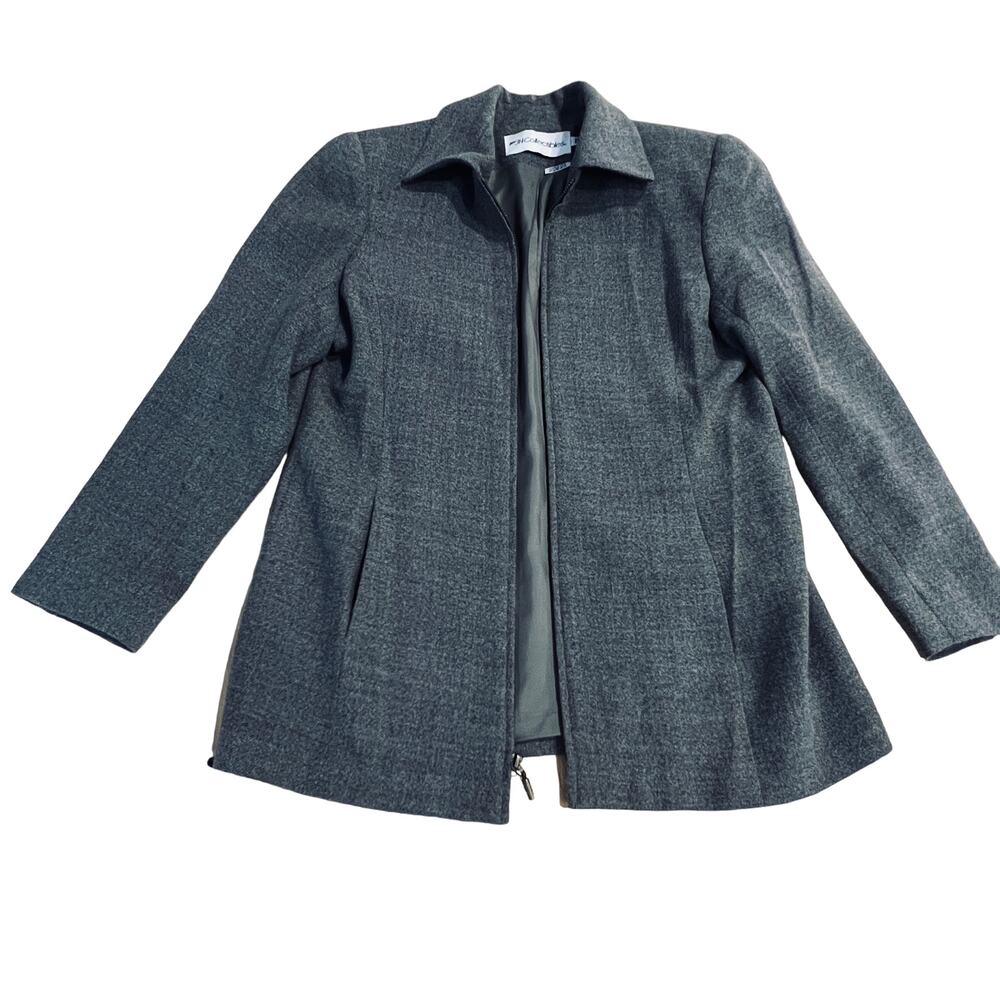 JH Collectibles Wool Coat Gray Full Zip Button Detail Career Women’s 8P Petite